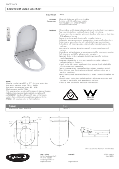 Englefield D-Shape Bidet Seat