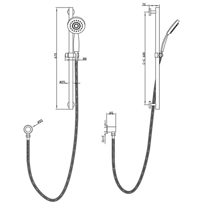 Waterware Pioneer Slide Shower 3 Function Female | Available in 6 Colours