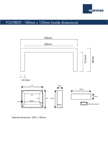 Marmox Shower Footrest | 180 x 120mm