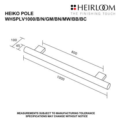 Heirloom Heiko Pole Towel Warmer 1000mm | Available in 8 Colours