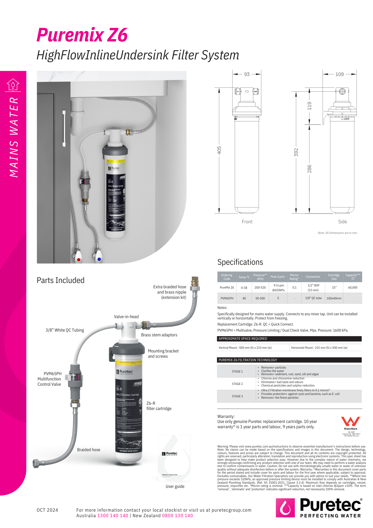 Puretec PureMix Z6 Inline Water Filter