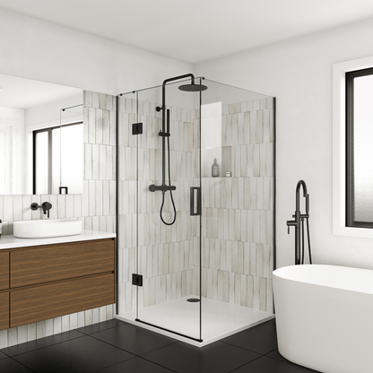 Scenic 2-Sided Hinged Tiled Shower Left Hand | 1200 x 900mm - Available in 2 Colours