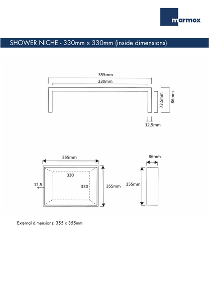 Marmox Shower Niche | 330 x 330mm