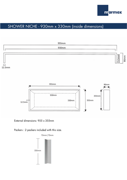 Marmox Shower Niche | 930 x 330mm