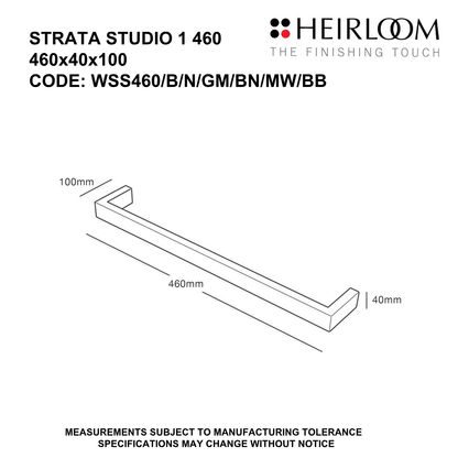 Heirloom Strata Studio 1 Single Bar Towel Warmer | 460mm - Available in 7 Colours