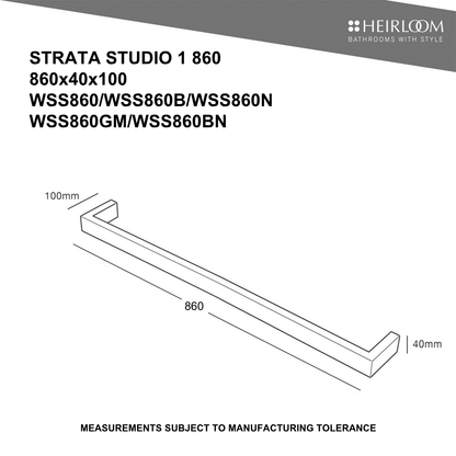 Heirloom Strata Studio 1 Single Bar Towel Warmer | 860mm - Available in 5 Colours