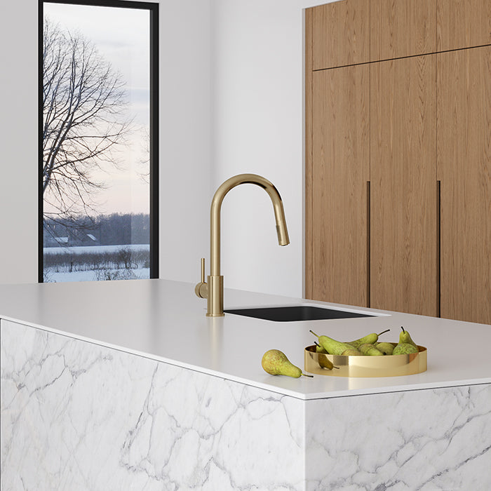 Elementi Uno Gooseneck Kitchen Mixer with Pull Out Spray - Gunmetal