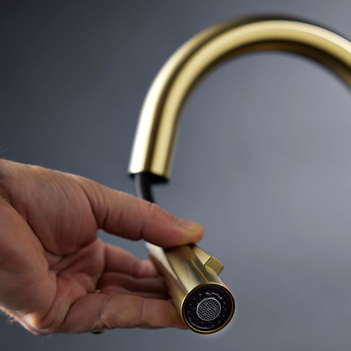 Elementi Uno Gooseneck Kitchen Mixer with Pull Out Spray - Gunmetal