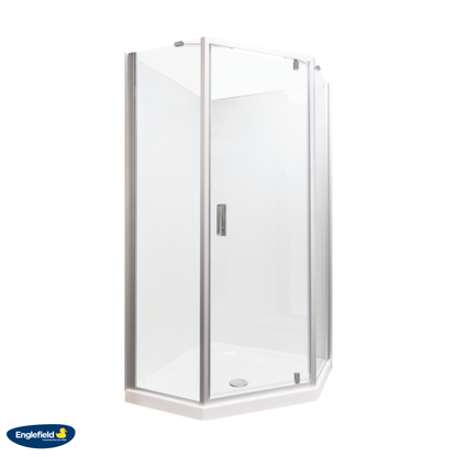 Englefield Valencia Elite Angle Corner Shower 900mm x 900mm Satin Silver - 3 Wall Options