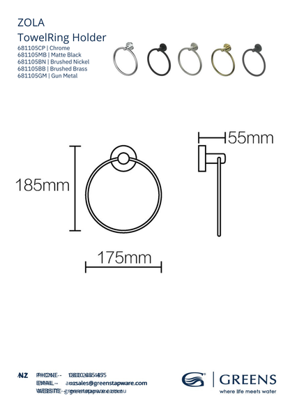 Greens Zola Towel Ring | Available in 5 Colours