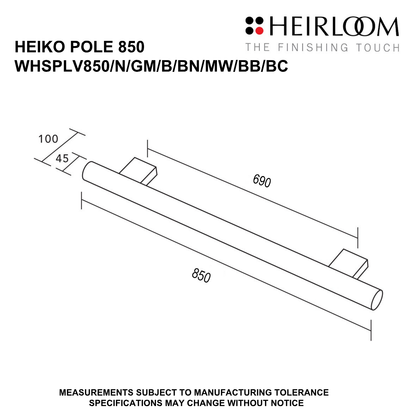 Heirloom Heiko Pole Towel Warmer 850mm | Available in 8 Colours